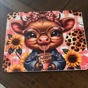 Cute Cow Print Mouse Pad with Sunflowers 8” X 9 1/2”